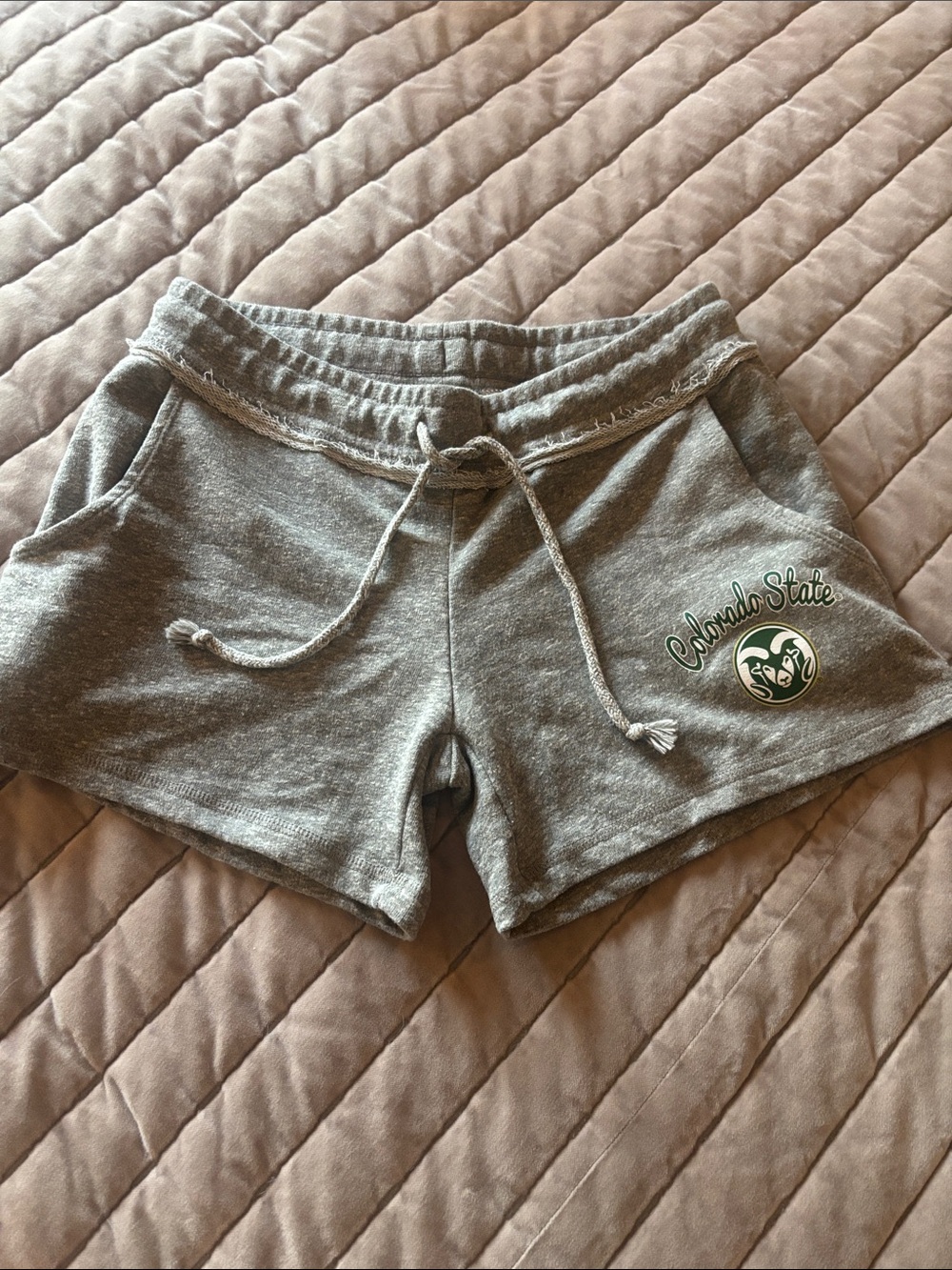 Colorado State Women's Gray Athletic Shorts with Drawstring Waist